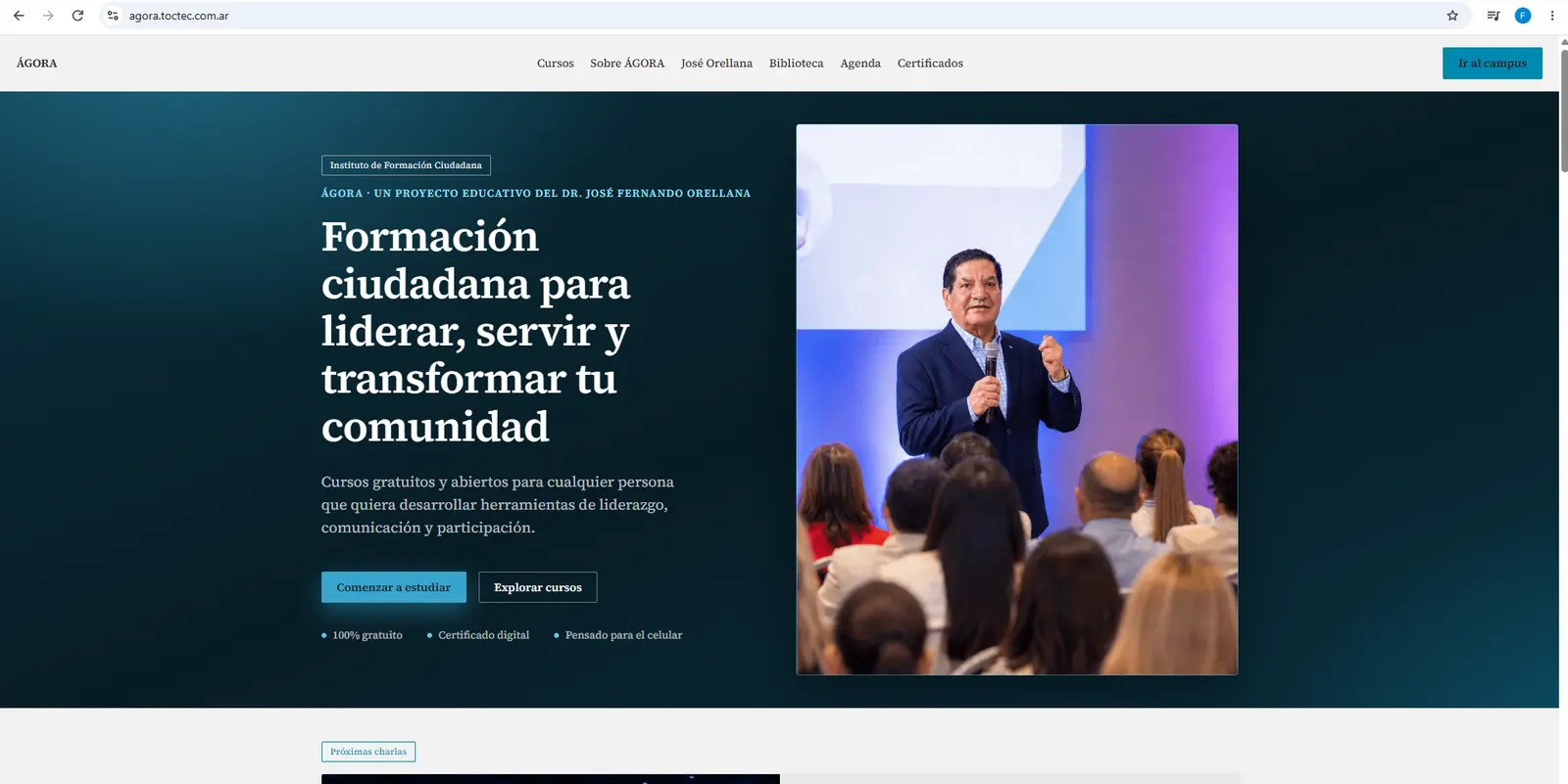 ÁGORA — home de la plataforma educativa en producción
