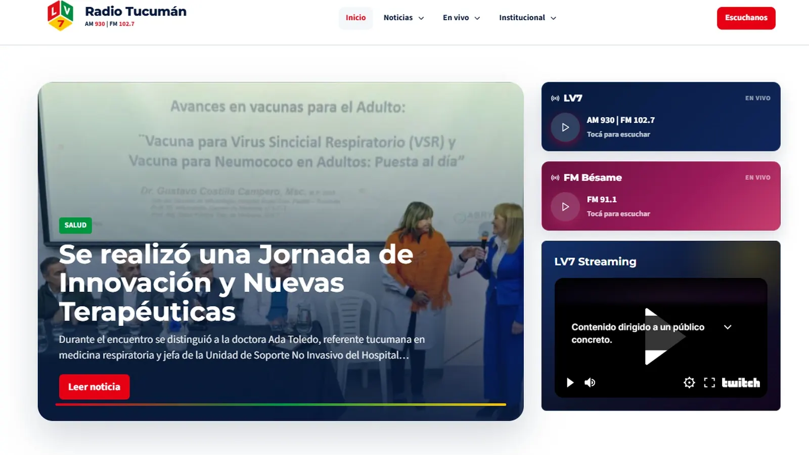 Portal lv7.com.ar — noticias, radio AM/FM en vivo y LV7 Streaming